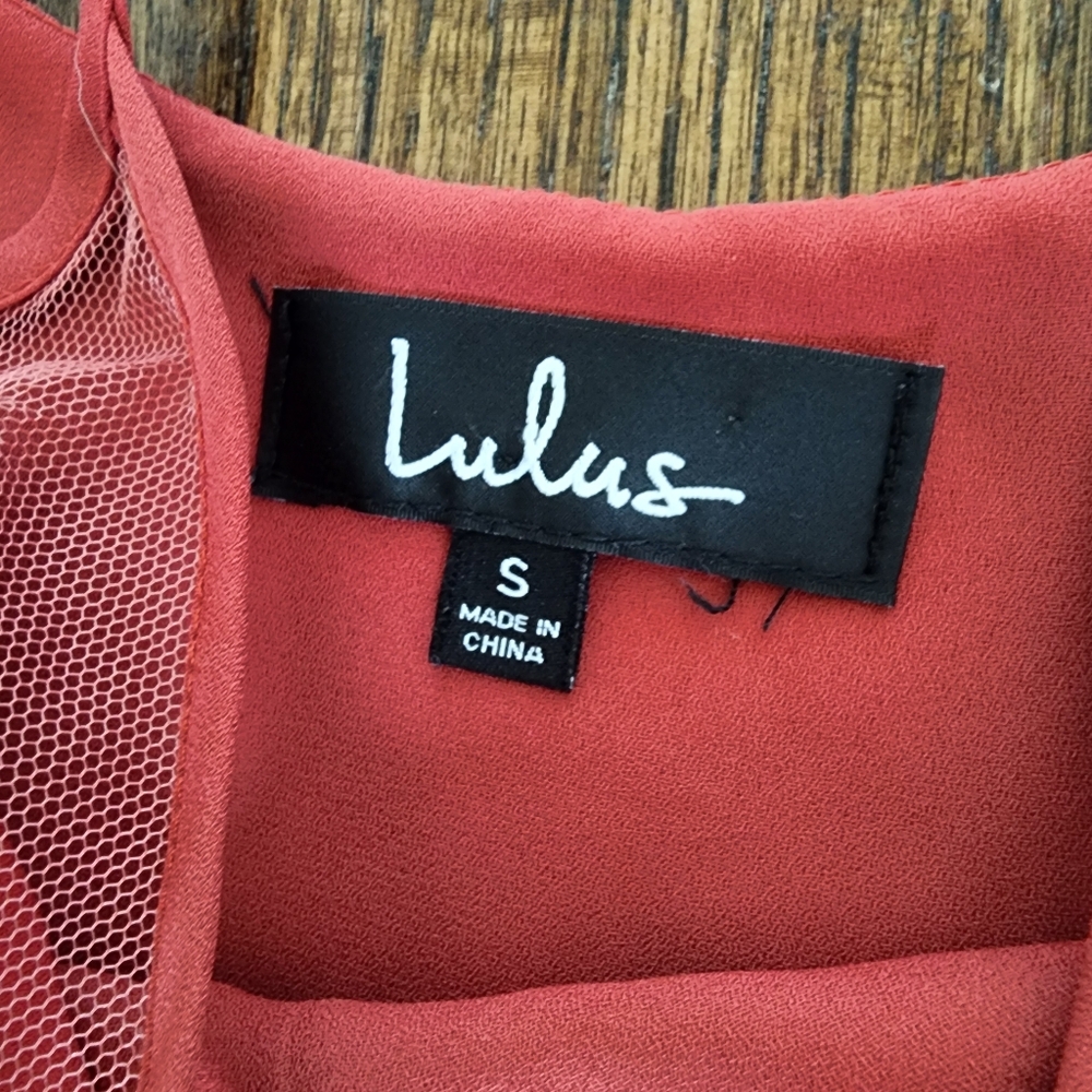 Lulu's Rust Orange Mesh Tank Top Small - Picture 6 of 9